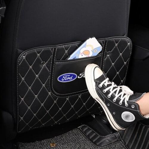 Car Seat Back Anti-Child Kick Pad Anti-Dirty Leather Covers Auto Accessories For Ford Focus Fiesta Mustang Ranger Escort Falcon