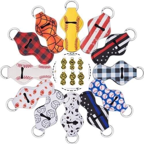 10pcs Neoprene Chapstick Holders Keychains Lipstick Protective Cases Cover Portable Balm Holders Novelty Christmas Gifts