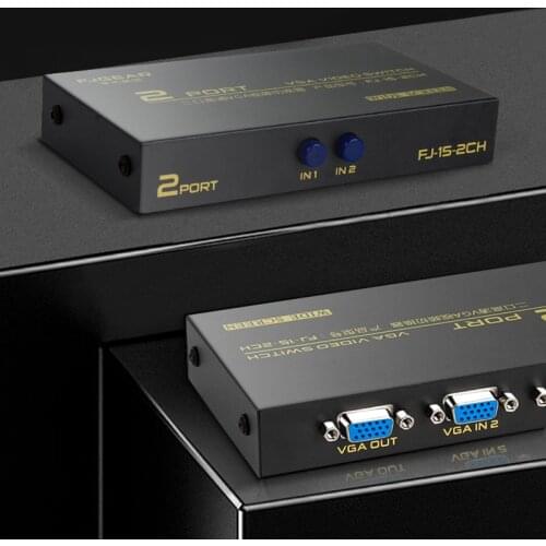 2 Port VGA Two-Way Switch Box HDMI-compatible Computer Host Display Sharer Support Wide Screen Projector For PC Monitor HDTV