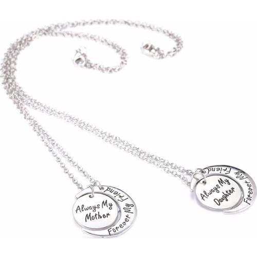 3 Style Charm Forever My Friend Moon Pendant Chain Necklace Family Daughter Mother Sister Necklaces Femme Women Jewelry Collar