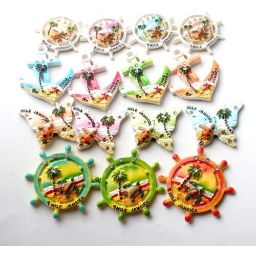 3D Fridge Magnets for beach series turtle fish Jamaica marsa alam Travel Souvenir Refrigerator Magnetic Sticker Craft Home Decor