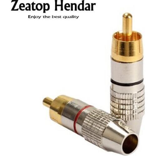 4Pcs RCA Male Plug Solderless Audio Video Speaker Adapter Gold Plated Locking Connector