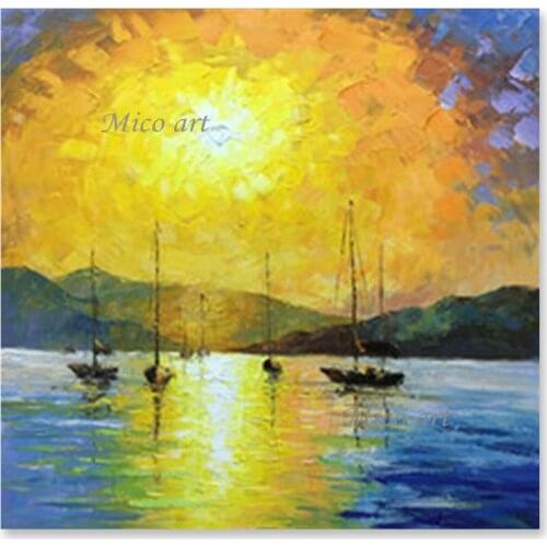 Acrylic Wall Decor Scenery Canvas Picture Art Real Hand-painted Abstract Sunset Landscape Oil Painting Canvas Wall Artwork