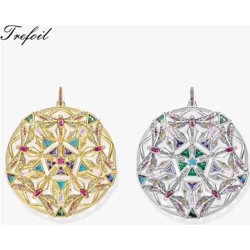 Amulet Kaleidoscope Dragonfly Pendant fit Necklace 925 Sterling Silver 2021 Spring New Fine Jewelry Magic Garden Gift For Women