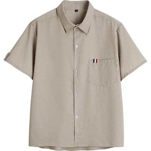 Basic Dk Uniform Shirt Mens School Uniform Middle School College Style Khaki Short Sleeve Shirt Student Class Service
