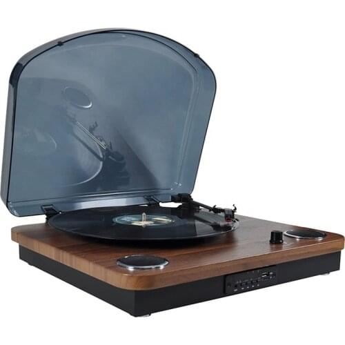 Retro wooden usb tf bluetooth wireless turntable vinyl recoard player