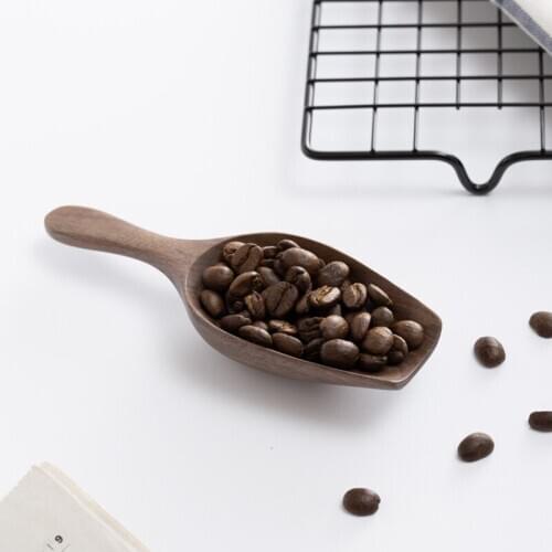 Solid wood coffee bean spoon black walnut spatula teaspoon tea whole wooden spatula for food Kitchedware