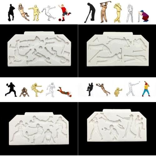 Football Golf Baseball Rugby Shape Silicone Sugarcraft Mold Fondant Cake Decorating Tools Bakeware