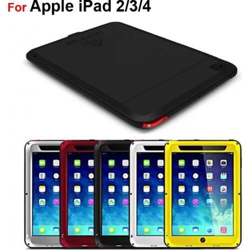 Dirt-resistant Anti-knock Metal Aluminum Tablet Cases with Gorilla Glass for Apple iPad 2/3/4 Heavy Duty Protect Tablet PC Cases