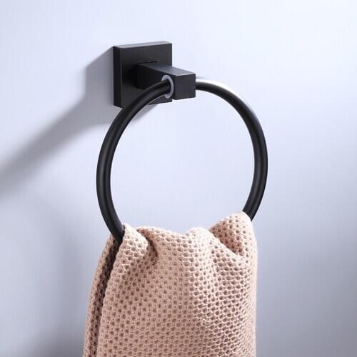 Space aluminum black affirmative towel ring bathroom towel towel towel rack bathroom Hotel Pendant