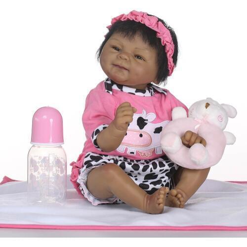 Black dolls reborn 40cm lifelike silicone reborn baby dolls toys children birthday gift newborn baby girl bebes reborn boneca