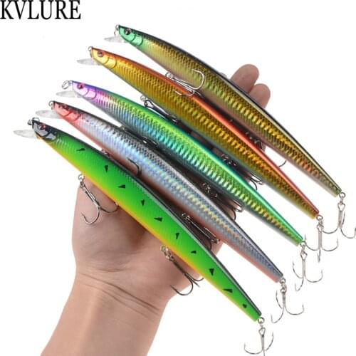 Best selling 1pcs 18cm 24g big long fish Minnow sea fishing lure bait 3D eyes Strong hooks lures for sea fishing