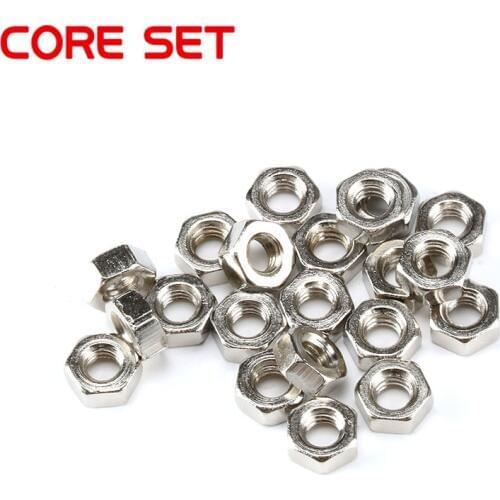 100pcs/lot Metric thread DIN934 M2 M2.5 M3 M4 M5 Steel Hex Nuts