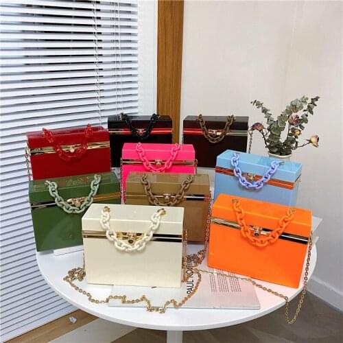 Mini Crossbody Bags Box Women Summer 2021 New Fashion Candy Color Design Acrylic Bag Chain Lady Bag purses handbags satchels sac
