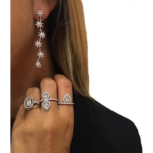 Fashion red green clear sparking bling Tear Cut Pear Halo Stone September Birthstone Ring for Women Bridal Wedding Jewelry