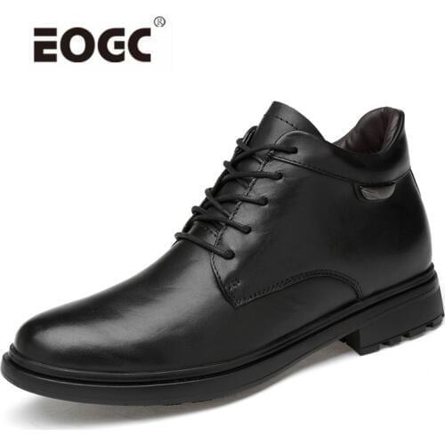 Super Warm Men Boots Natural Leather Winter Boots Shoes Men Plush Fur Ankle Snow Boots High Quality Men Shoes Zapatos Hombre