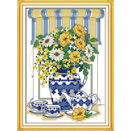 Afternoon tea time (3) cross stitch kit cartoon 14ct 11ct count print canvas stitches embroidery DIY handmade needlework plus
