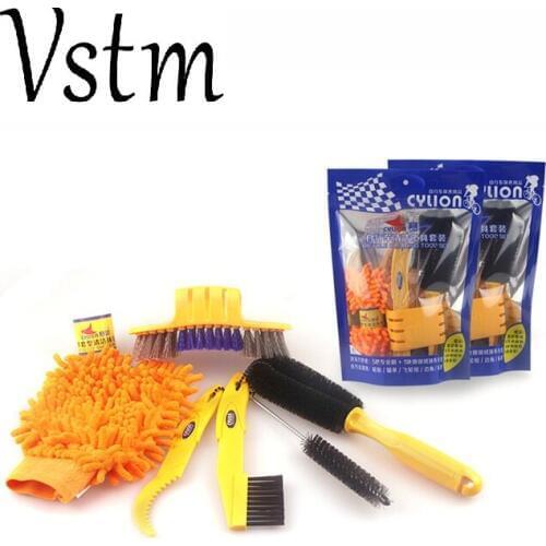 6pcs/lot Clean Tire Brushes Tool Kits set Mountain Road Bike Cleaning Gloves Bicycle Cleaing Kits Cycling Cleaning Kits
