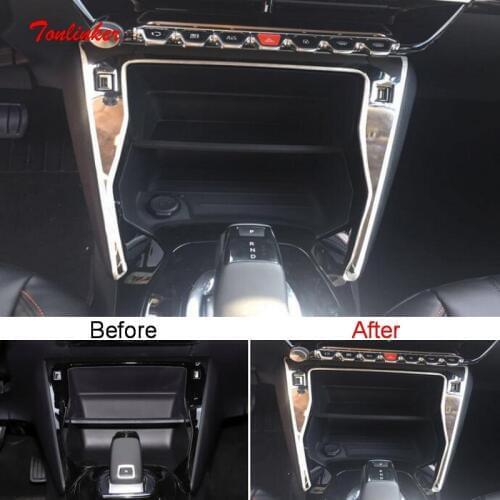 Tonlinker Interior Central Control Panel Cover sticker For Peugeot 2008 2020 Car styling 1 PCS Stainless steel Cover Stickers