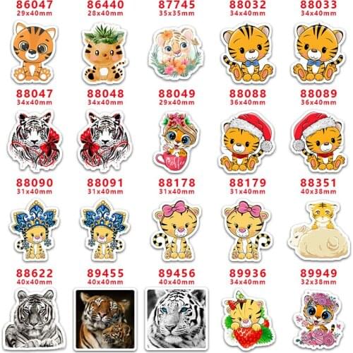 DIY Craft Supplies Sewing Accessories Cartoon Tiger Printed Planar Resins Mold 10 Pieces. PR-86047
