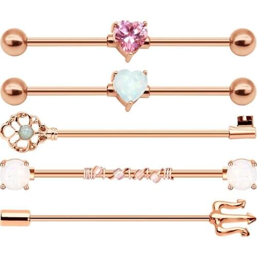 Industrial Barbell 14G Cartilage Earrings Stainless Steel Scaffolding Perforated Arrow For Women And Men