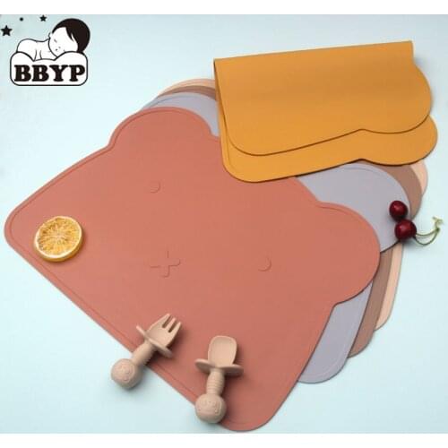 Silicone Cartoon Bear Placemat Kids Plate Mat Food Grade Silicone Table Pad Waterproof heat insulation Kitchen gadget Easy Clean