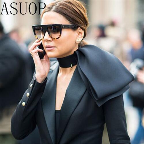 ASUOP new fashion ladies sunglasses classic brand retro design mens glasses UV400 large frame leopard oval sunglasses