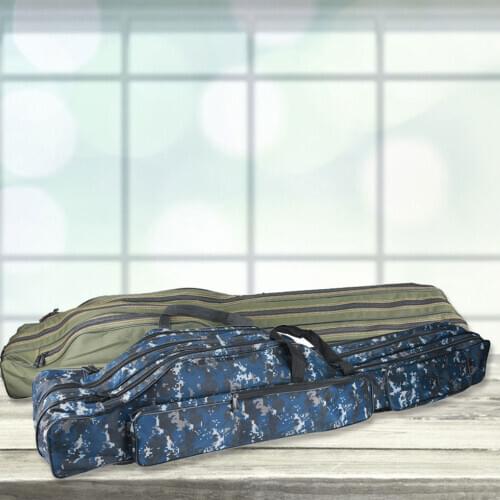 2 Layer Folding Fishing Tackle Bag Portable and large capacity Fishing Rod Reel Bag Pole Carry Case Foldable Storage Bag