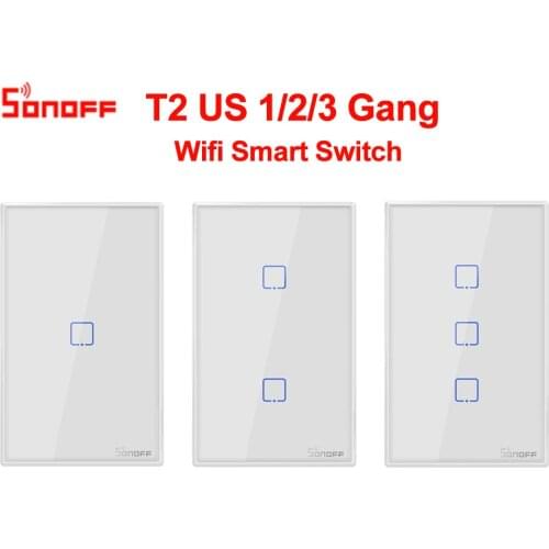 Sonoff T2 US Smart Wifi Wall Light Switch 1 2 3 Gang Touch/WiFi/433 RF/APP Remote Smart Home Wall Touch Switch Works with Alexa