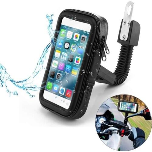 Waterproof Motorcycle Motorbike Phone Holder Cell Phone Mount Bracket for Scooter Rearview Mirror Stand for