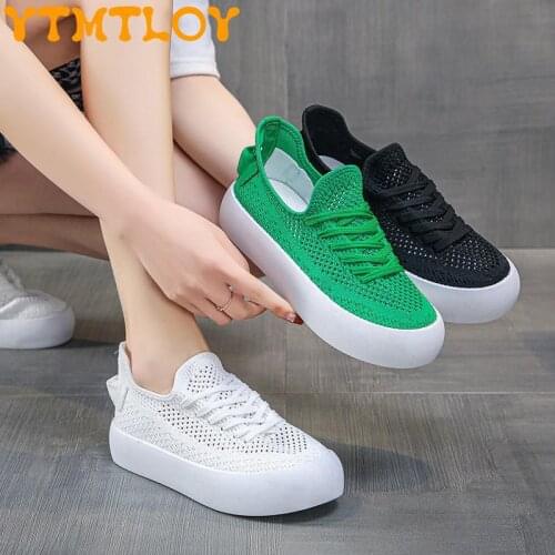 35-42 Size Large Size Womens Shoes Thick-soled White Shoes Female New Hollow Breathable Student Sports Mesh Net Shoes
