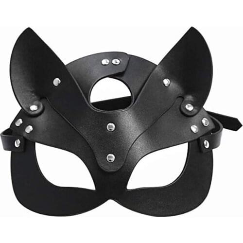 Women Sexy Exotic Female Leather Mask Half Face Fox Cosplay Leather Halloween Party Ball Punk SM Adult Game Babydolls
