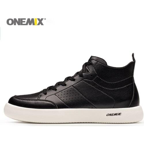 ONEMIX Men Leather shoes Breathable Light Running Sneakers 2021 New Fashion Casual Shoes Outdoor Walking Gym Elastic Sport Shoes