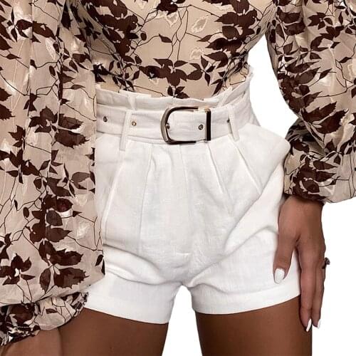 Women’s Summer Loose Short Pants with Waistband Fashion Solid Color High Waist Casual Shorts