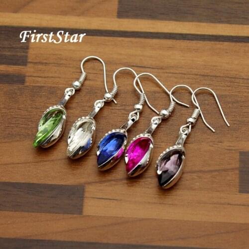 FirstStar Wholesale Jewelry Luxury Fashion Water Drop Crystal Hot Pink Earrings Purple Dangle earrings For Women Wedding Party