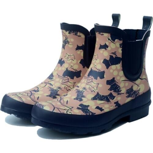 Puppy Pattern Women Water Proof Boots Waterproof Fishing Shoes Low Short Rain Rubber Non-slip Cycling Wading Mud Road Sneakers