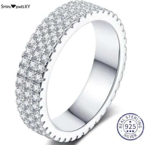 Shipei 100% 925 Sterling Silver Created Moissanite Gemstone Wedding Engagement White Gold Women Rings Fine Jewelry Wholesale