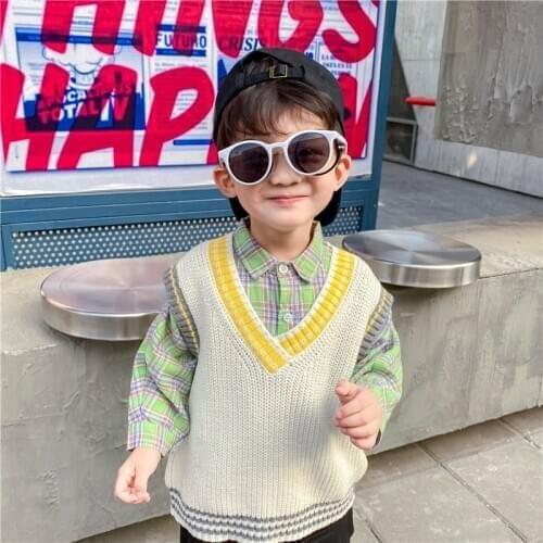 Toddler Boys Vest Clothing 2020 New Style Korean Fashion Wave Pattern Knitting Vest For Baby Boy Kids Sleeveless Tops Waistcoat