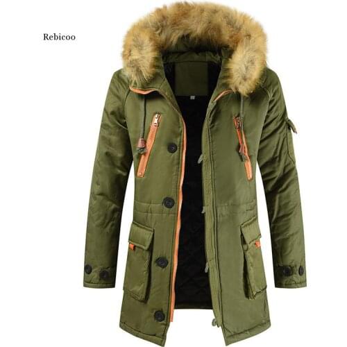 Winter Jacket Men Parka Coat Brand Padded Artificial Fur Medium-Long Thick Parkas Snowjacket Coat Warm Clothing