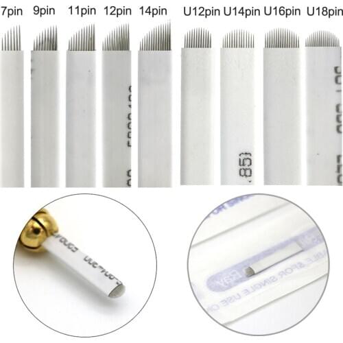 10/20/50/100pcs Microblading Tebori Blades Needles Tattoo needles Permanent Makeup Needle 7 9 11 12 14 16 Manual Eyebrow Blades