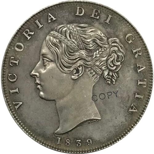 1839 Great Britain 1/2 Crown Cupronickel Plated Silver collectibles Copy Coin