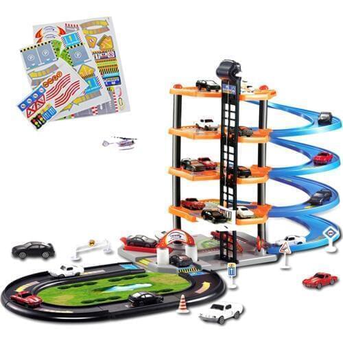 4Layers DIY Track 3D Car Racing Track Toys Car Parking Lot Assemble Railway Car Toy DIY Slot Model Toys for Children Boys Gifts