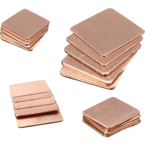 5pcs DIY Copper Heatsink Thermal Pad Heat Sink Sheet 0.3mm-2mm Thickness For Laptop GPU CPU Chip Cooler