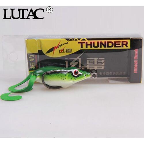 5 pcs mixed color LUTAC sofr forg fishing bait soft plastic double hook asrtificial floating frog 50m 10g