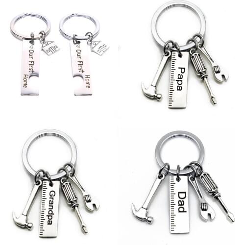 Dad Keychains Our First Home House Keyring Handbag Decor Pendant Fathers Day Gifts