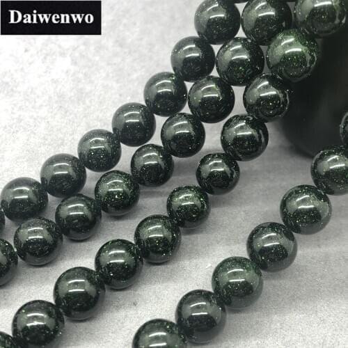 Green Sand Dinas Beads Stone Round Natural Gemstone Loose Spacer DIY Wholesale