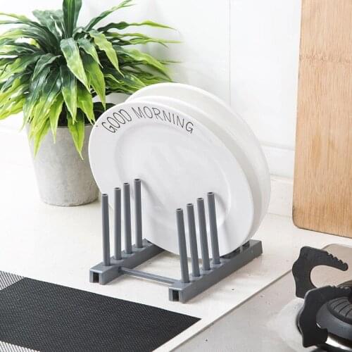 Household dish drying rack kitchen pot lid storage rack cooking pan cover stand holder dinner dishes tray shelf organizer