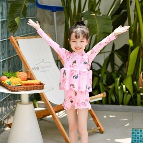 Childrens Buoyancy Swimsuit female conjoined child Princess Korean baby net red professional training cute swimsuit