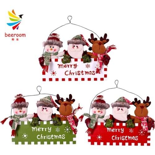 DIY Christmas Wooden Deer Doorplate Pendants Decoration Wood Crafts Christmas Tree Ornaments Home Decor Supplies 30X23.5 CM