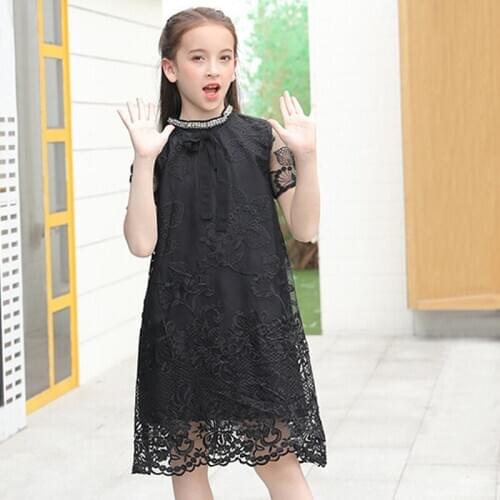 Teenager girls embroidery elegant dress summer 2020 kids dresses for big girl party princess dress children clothes vestidos